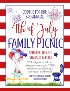 4th of July Family Picnic Flyer: 4th of July Family Picnic Flyer