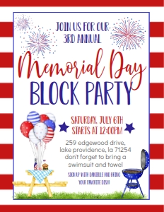 Memorial Day Block Party Flyer: Memorial Day Block Party Flyer