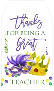 School Teacher Appreciation Mardi Gras Favor Tag design preview