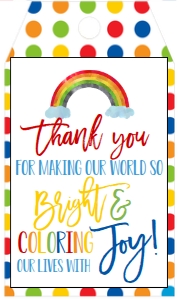 School Teacher Appreciation Rainbow Favor Tag: School Teacher Appreciation Week Rainbow