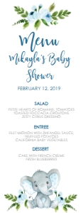 Baby Shower Elephant Blue Floral Menu: Baby Shower Blue Banner Laurel Elephant Kit 594997875