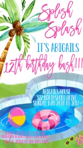 Birthday Splash Pool Party Bash Phone Invite: Birthday Splash Pool Party Bash