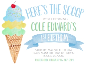 Birthday Ice Cream Blue 7x5: Birthday Ice Cream Blue 7x5
