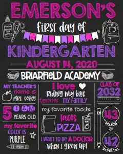 School First Day Pink Chalkboard 16x20: School First Day Pink Chalkboard 16x20