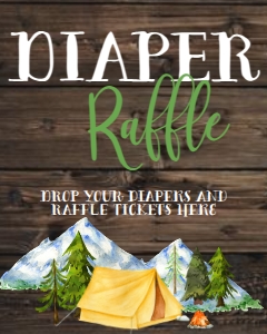 Baby Shower Adventure Mountain Camping Diaper Raffle Sign 8x10: Baby Shower Adventure Mountain Camping Welcome Sign