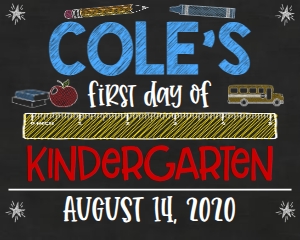 School First Day of Kindergarten 8x10 Sign design preview