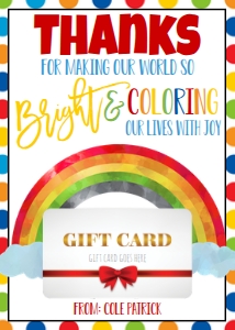 Teacher Rainbow Gift Card Holder: Teacher Rainbow Gift Card Holder