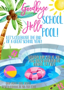 School End of Year Pool Party Invitation: School End of Year Pool Party Invitation