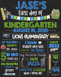 School Blue Multi Chalkboard 16x20: School Blue Multi Chalkboard 8x10
