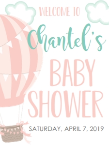 Baby Shower Pink Balloon Welcome Sign: Baby Shower Pink Balloon Invitation 525017370