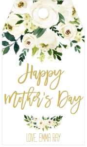 Mother's Day Brunch White Floral Favor Tag: Mother's Day Brunch White Floral Favor Tag