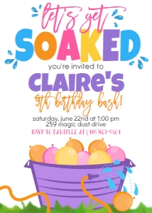 Birthday Water Balloon Get Soaked Bucket Purple: Birthday Water Balloon Get Soaked Bucket Purple
