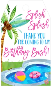 Birthday Pool Splish Splash TY Favor Tag design preview
