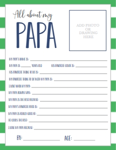 Father's Day Green About my Papa: Father's Day Green About My Daddy