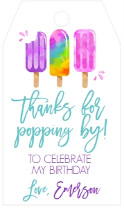 Birthday Popsicle Favor Tag Pink Purple design preview