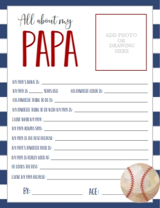 Father's Day Baseball About My Papa: Father's Day Baseball About My Daddy