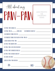 Father's Day Baseball About My Paw-Paw: Father's Day Baseball About My Daddy