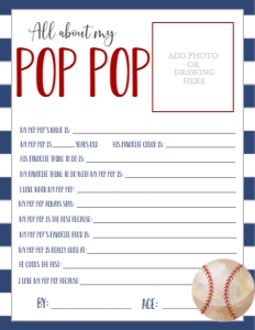 Father's Day Baseball About My PopPop: Father's Day Baseball About My Daddy
