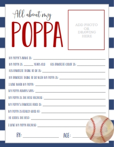Father's Day Baseball About My Poppa: Father's Day Baseball About My Daddy