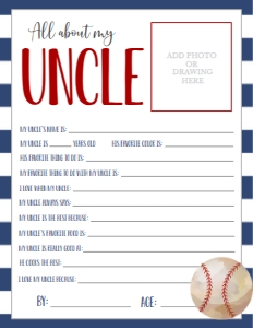 Father's Day Baseball About My Uncle: Father's Day Baseball About My Daddy