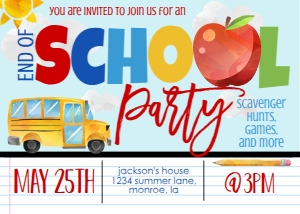 School End of Year Party Bus design preview