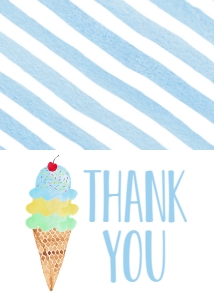 Birthday Ice Cream Blue Thank You: Birthday Ice Cream Blue 7x5