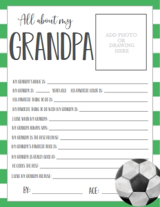 Father's Day Soccer About My Grandpa: Father's Day Soccer About My Daddy