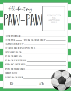 Father's Day Soccer About My Paw-Paw: Father's Day Soccer About My Daddy