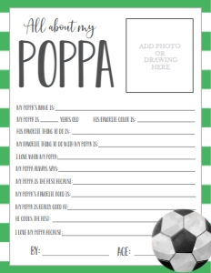 Father's Day Soccer About My Poppa: Father's Day Soccer About My Daddy
