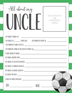 Father's Day Soccer About My Uncle: Father's Day Soccer About My Daddy