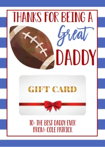 Gift Card Father's Day Football Daddy: Gift Card Father's Day Football Daddy
