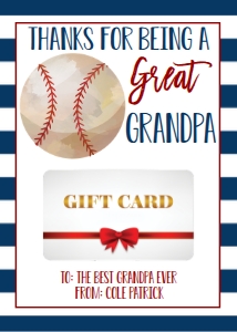 Gift Card Father's Day Baseball Grandpa: Gift Card Father's Day Baseball Daddy