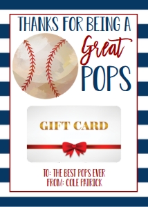 Gift Card Father's Day Baseball Pops: Gift Card Father's Day Baseball Daddy