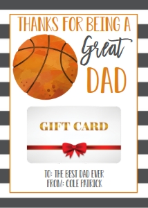 Gift Card Father's Day Basketball Dad: Gift Card Father's Day Basketball Daddy