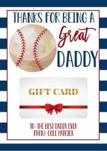 Gift Card Father's Day Baseball YOUR OWN NAME: Gift Card Father's Day Baseball Daddy