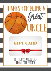 Gift Card Father's Day Basketball Uncle: Gift Card Father's Day Basketball Daddy