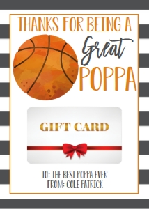 Gift Card Father's Day Basketball Poppa: Gift Card Father's Day Basketball Daddy