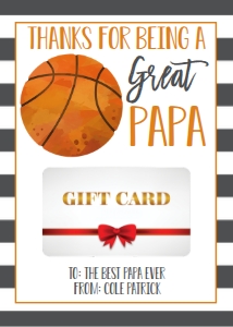 Gift Card Father's Day Basketball Papa: Gift Card Father's Day Basketball Daddy