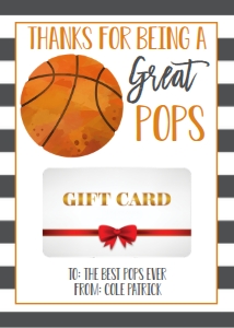 Gift Card Father's Day Basketball Pops: Gift Card Father's Day Basketball Daddy
