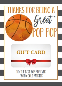 Gift Card Father's Day Basketball Pop Pop: Gift Card Father's Day Basketball Daddy