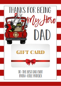 Gift Card Father's Day Fireman Dad: Gift Card Father's Day Fireman Daddy