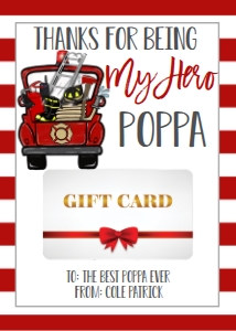 Gift Card Father's Day Fireman Poppa: Gift Card Father's Day Fireman Daddy