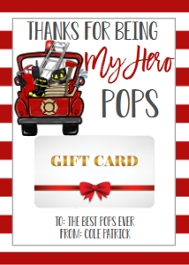 Gift Card Father's Day Fireman Pops: Gift Card Father's Day Fireman Daddy