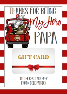 Gift Card Father's Day Fireman Papa: Gift Card Father's Day Fireman Daddy