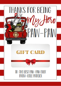 Gift Card Father's Day Fireman Paw-Paw: Gift Card Father's Day Fireman Daddy