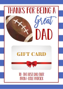 Gift Card Father's Day Football Dad: Gift Card Father's Day Football Daddy