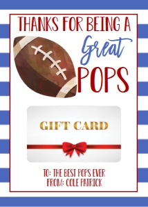 Gift Card Father's Day Football Pops: Gift Card Father's Day Football Daddy