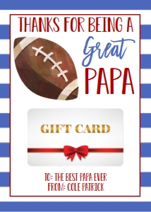 Gift Card Father's Day Football Papa: Gift Card Father's Day Football Daddy