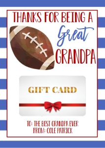 Gift Card Father's Day Football Grandpa: Gift Card Father's Day Football Daddy