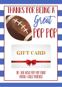 Gift Card Father's Day Football Pop Pop: Gift Card Father's Day Football Daddy